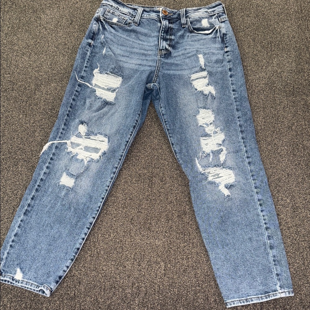 SO Distressed Blue Women's Cropped Jeans